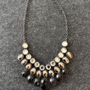 Elegant Black and Silver Necklace & Earrings